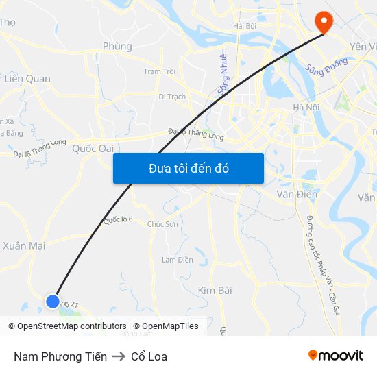 Nam Phương Tiến to Cổ Loa map