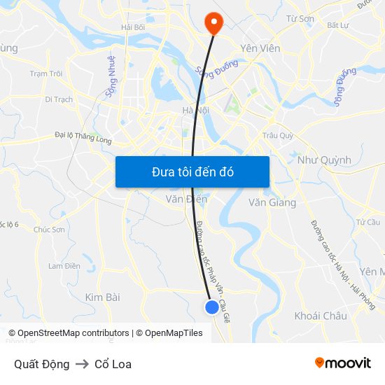 Quất Động to Cổ Loa map