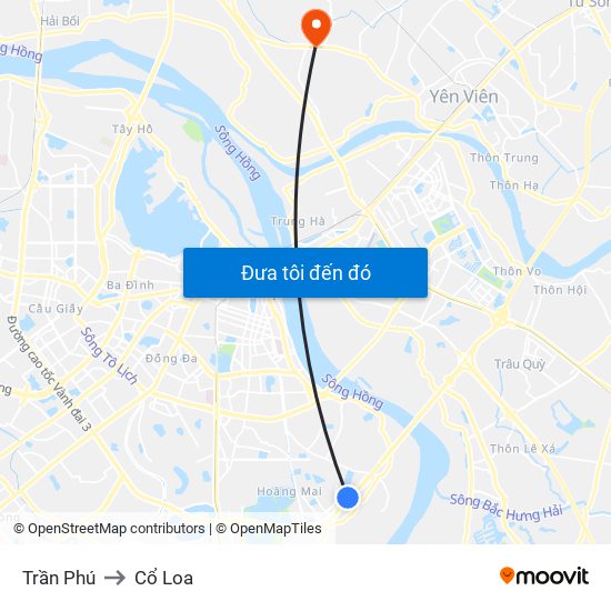 Trần Phú to Cổ Loa map