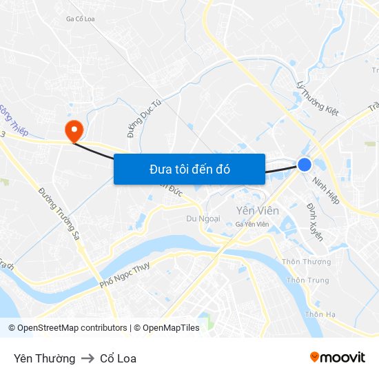 Yên Thường to Cổ Loa map