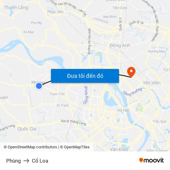 Phùng to Cổ Loa map