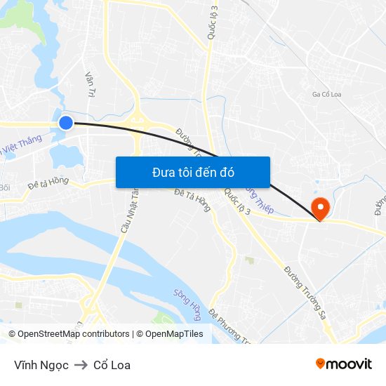 Vĩnh Ngọc to Cổ Loa map