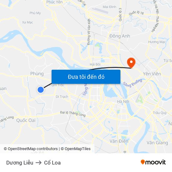 Dương Liễu to Cổ Loa map