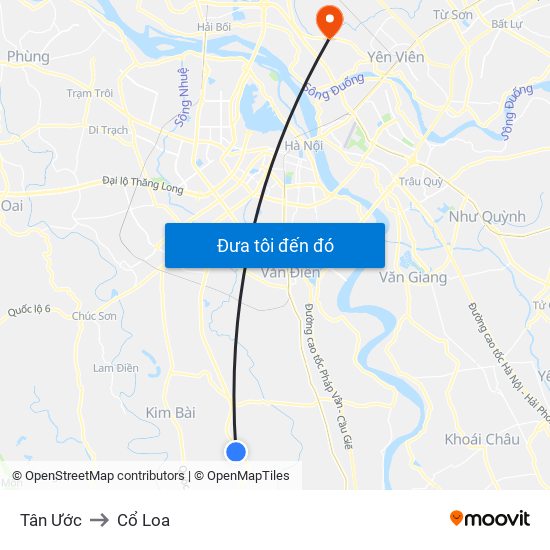 Tân Ước to Cổ Loa map