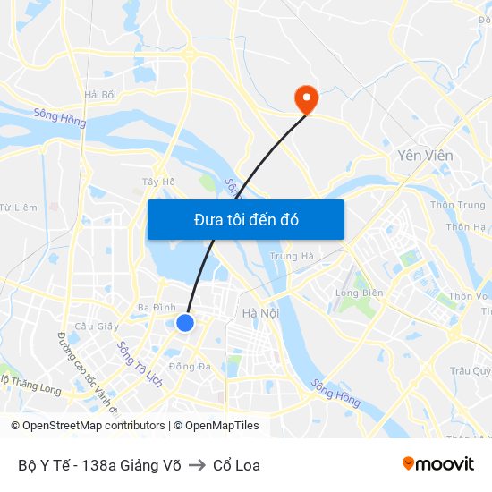 Bộ Y Tế - 138a Giảng Võ to Cổ Loa map