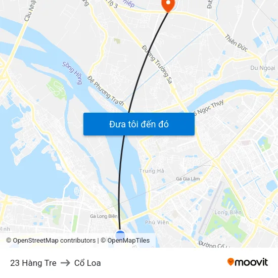 23 Hàng Tre to Cổ Loa map