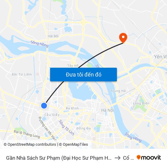 Gần Nhà Sách Sư Phạm (Đại Học Sư Phạm Hà Nội) - 136 Xuân Thủy to Cổ Loa map