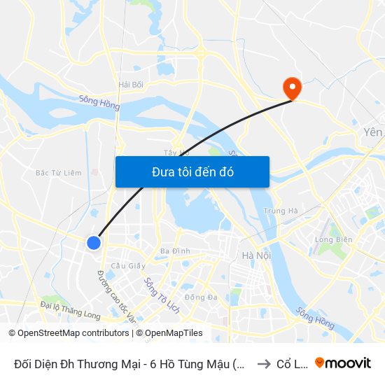 Đối Diện Đh Thương Mại - 6 Hồ Tùng Mậu (Cột Sau) to Cổ Loa map