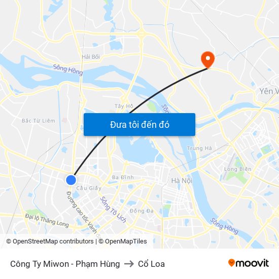 Công Ty Miwon - Phạm Hùng to Cổ Loa map