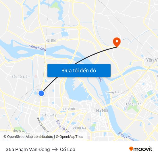 36a Phạm Văn Đồng to Cổ Loa map
