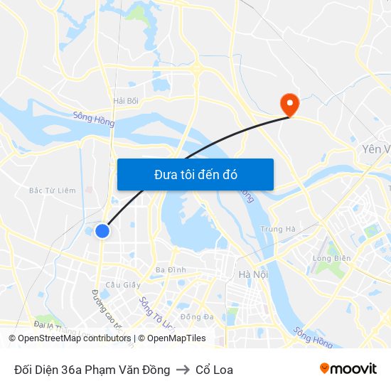 Đối Diện 36a Phạm Văn Đồng to Cổ Loa map