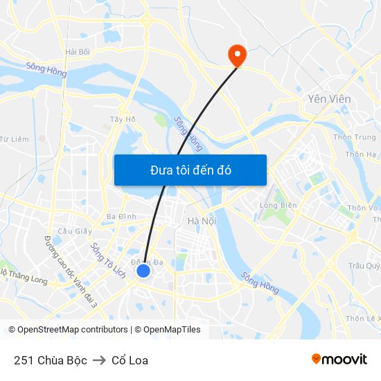 251 Chùa Bộc to Cổ Loa map