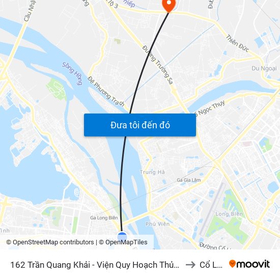 162 Trần Quang Khải - Viện Quy Hoạch Thủy Lợi to Cổ Loa map