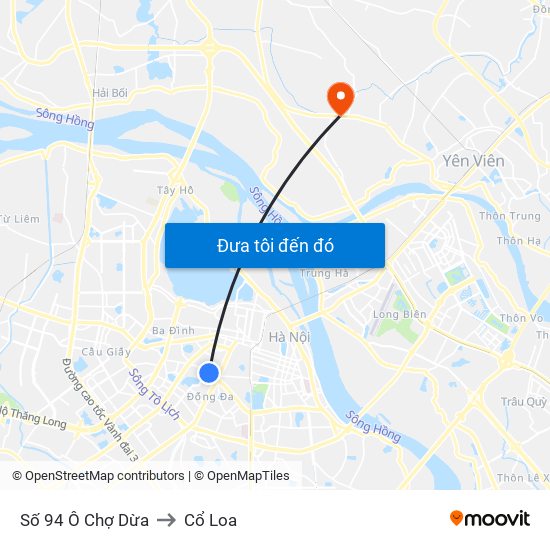 Số 94 Ô Chợ Dừa to Cổ Loa map