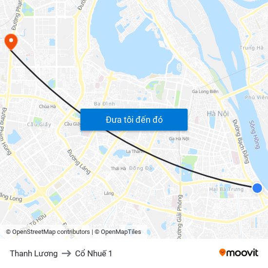 Thanh Lương to Cổ Nhuế 1 map