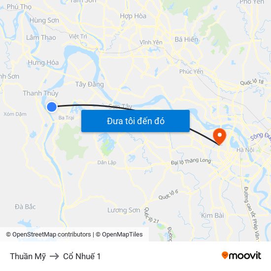 Thuần Mỹ to Cổ Nhuế 1 map