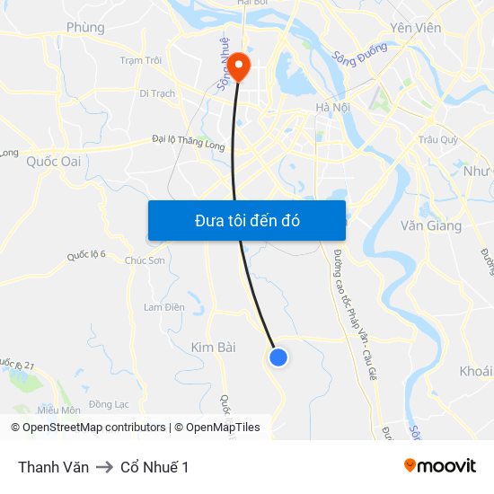 Thanh Văn to Cổ Nhuế 1 map