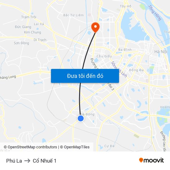 Phú La to Cổ Nhuế 1 map