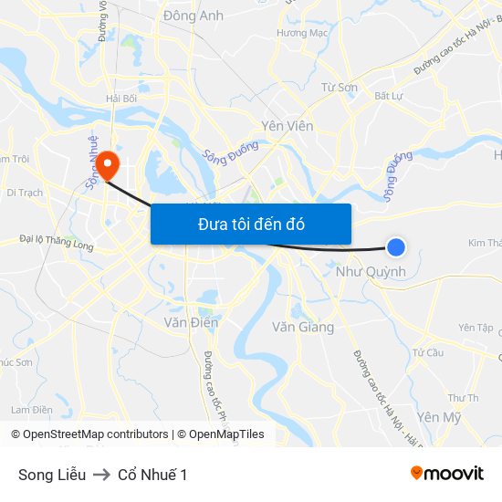 Song Liễu to Cổ Nhuế 1 map