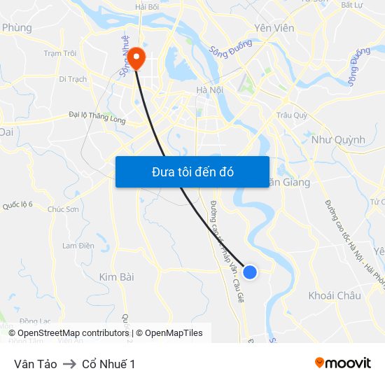 Vân Tảo to Cổ Nhuế 1 map