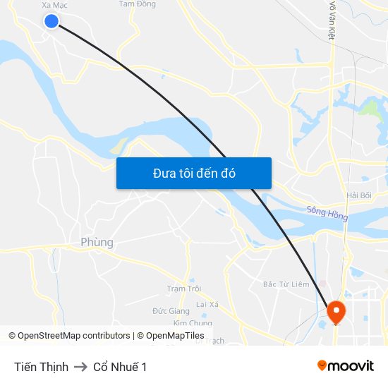 Tiến Thịnh to Cổ Nhuế 1 map