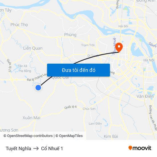 Tuyết Nghĩa to Cổ Nhuế 1 map