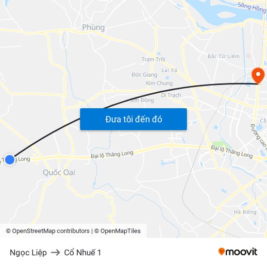 Ngọc Liệp to Cổ Nhuế 1 map