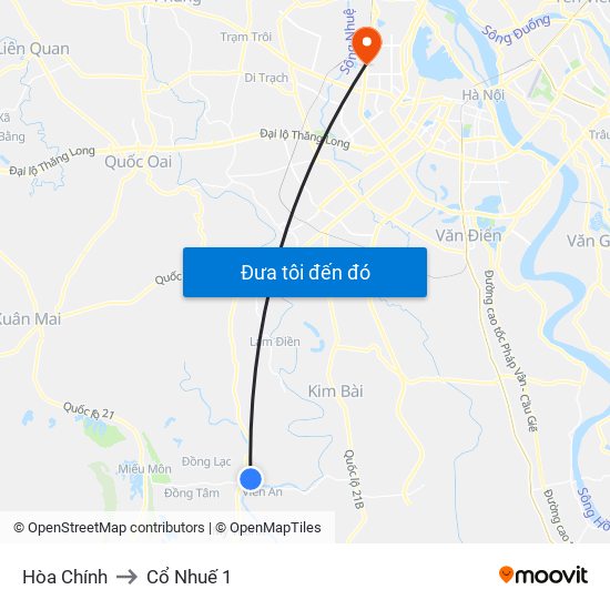 Hòa Chính to Cổ Nhuế 1 map