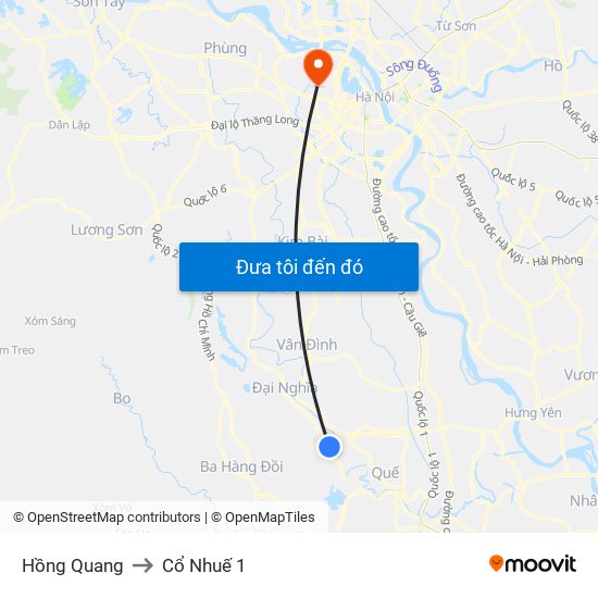 Hồng Quang to Cổ Nhuế 1 map