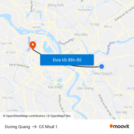 Dương Quang to Cổ Nhuế 1 map
