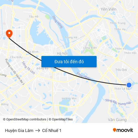 Huyện Gia Lâm to Cổ Nhuế 1 map