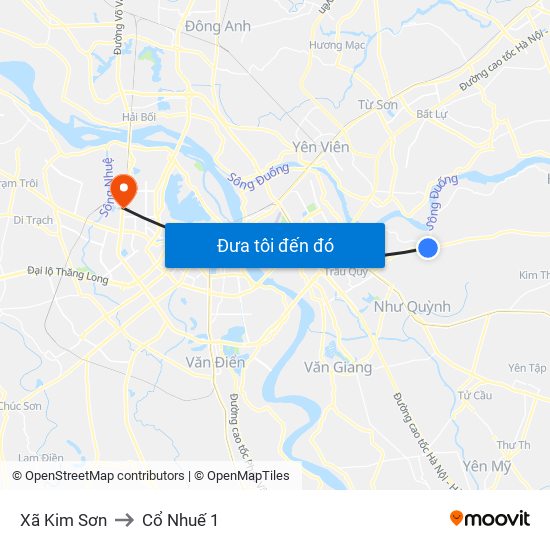 Xã Kim Sơn to Cổ Nhuế 1 map
