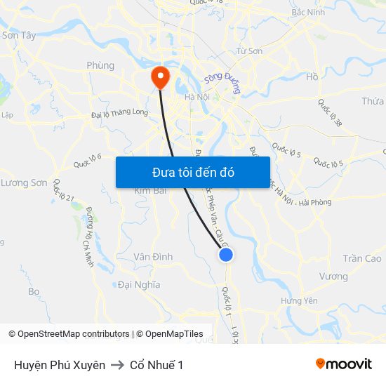 Huyện Phú Xuyên to Cổ Nhuế 1 map