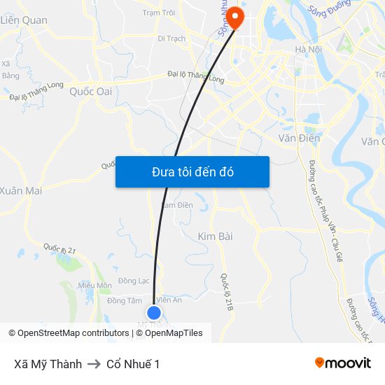 Xã Mỹ Thành to Cổ Nhuế 1 map