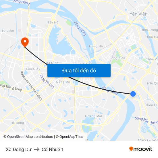 Xã Đông Dư to Cổ Nhuế 1 map