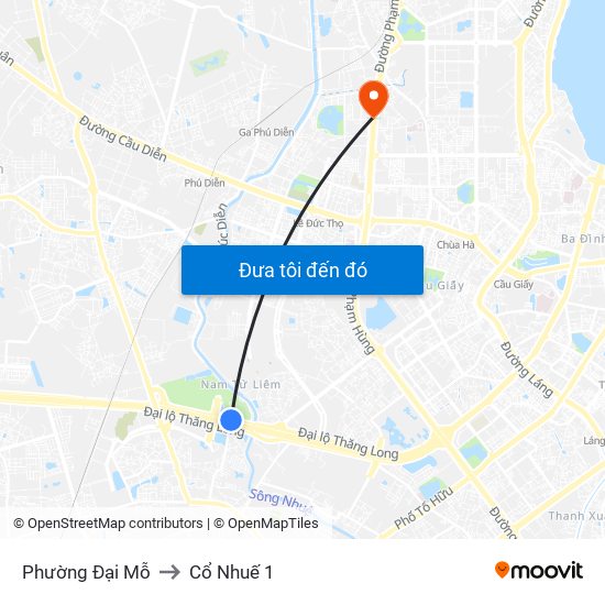 Phường Đại Mỗ to Cổ Nhuế 1 map