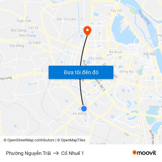 Phường Nguyễn Trãi to Cổ Nhuế 1 map