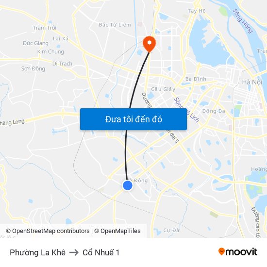 Phường La Khê to Cổ Nhuế 1 map