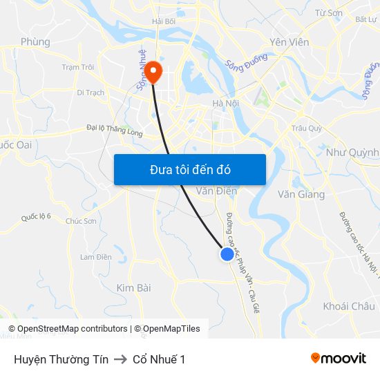 Huyện Thường Tín to Cổ Nhuế 1 map