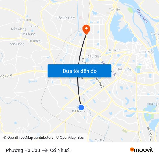 Phường Hà Cầu to Cổ Nhuế 1 map