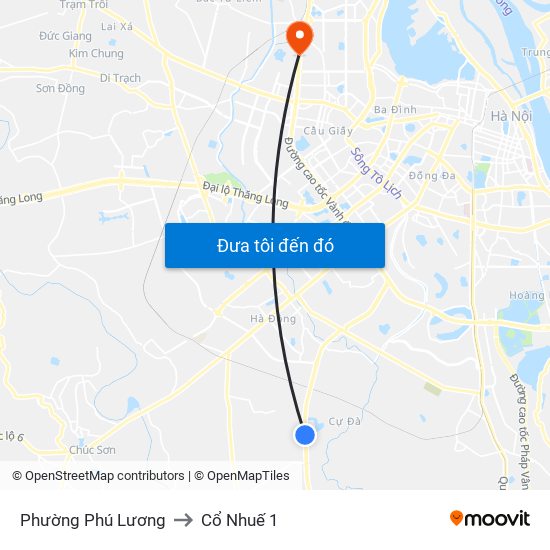 Phường Phú Lương to Cổ Nhuế 1 map