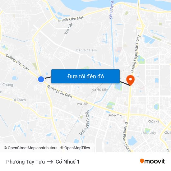 Phường Tây Tựu to Cổ Nhuế 1 map