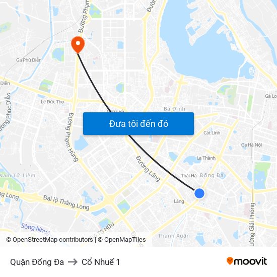 Quận Đống Đa to Cổ Nhuế 1 map