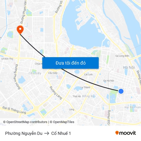 Phường Nguyễn Du to Cổ Nhuế 1 map