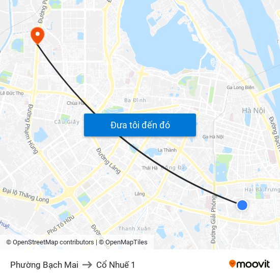 Phường Bạch Mai to Cổ Nhuế 1 map