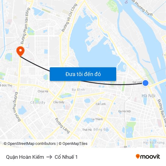 Quận Hoàn Kiếm to Cổ Nhuế 1 map