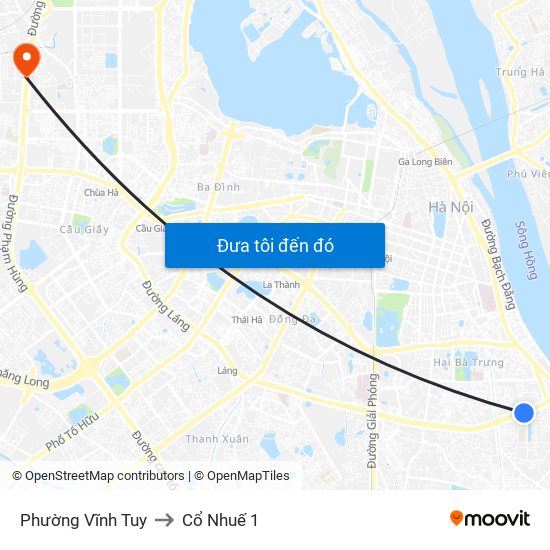 Phường Vĩnh Tuy to Cổ Nhuế 1 map