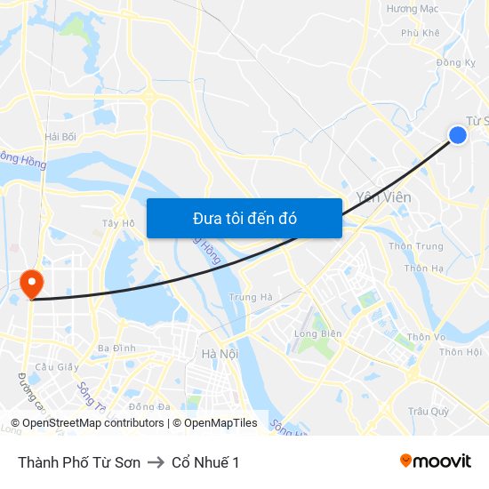 Thành Phố Từ Sơn to Cổ Nhuế 1 map