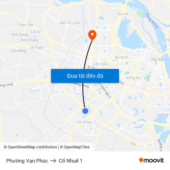 Phường Vạn Phúc to Cổ Nhuế 1 map