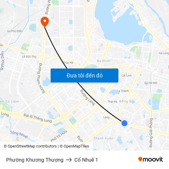 Phường Khương Thượng to Cổ Nhuế 1 map